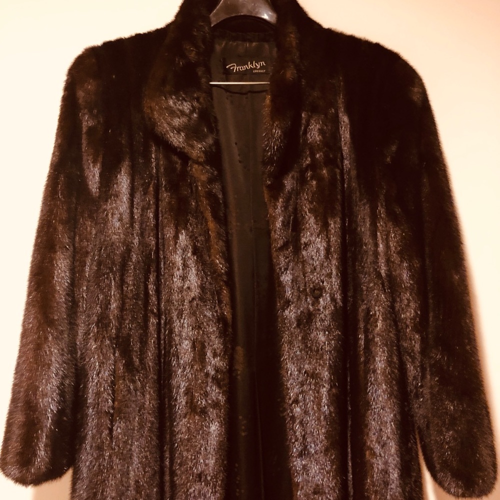 Full length chocolate brown mink coat